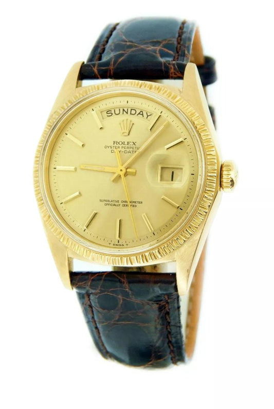 Rolex Day-Date - 36MM - Yellow Gold - Bark Bezel - Champagne Index Dial - 1807 bkchi