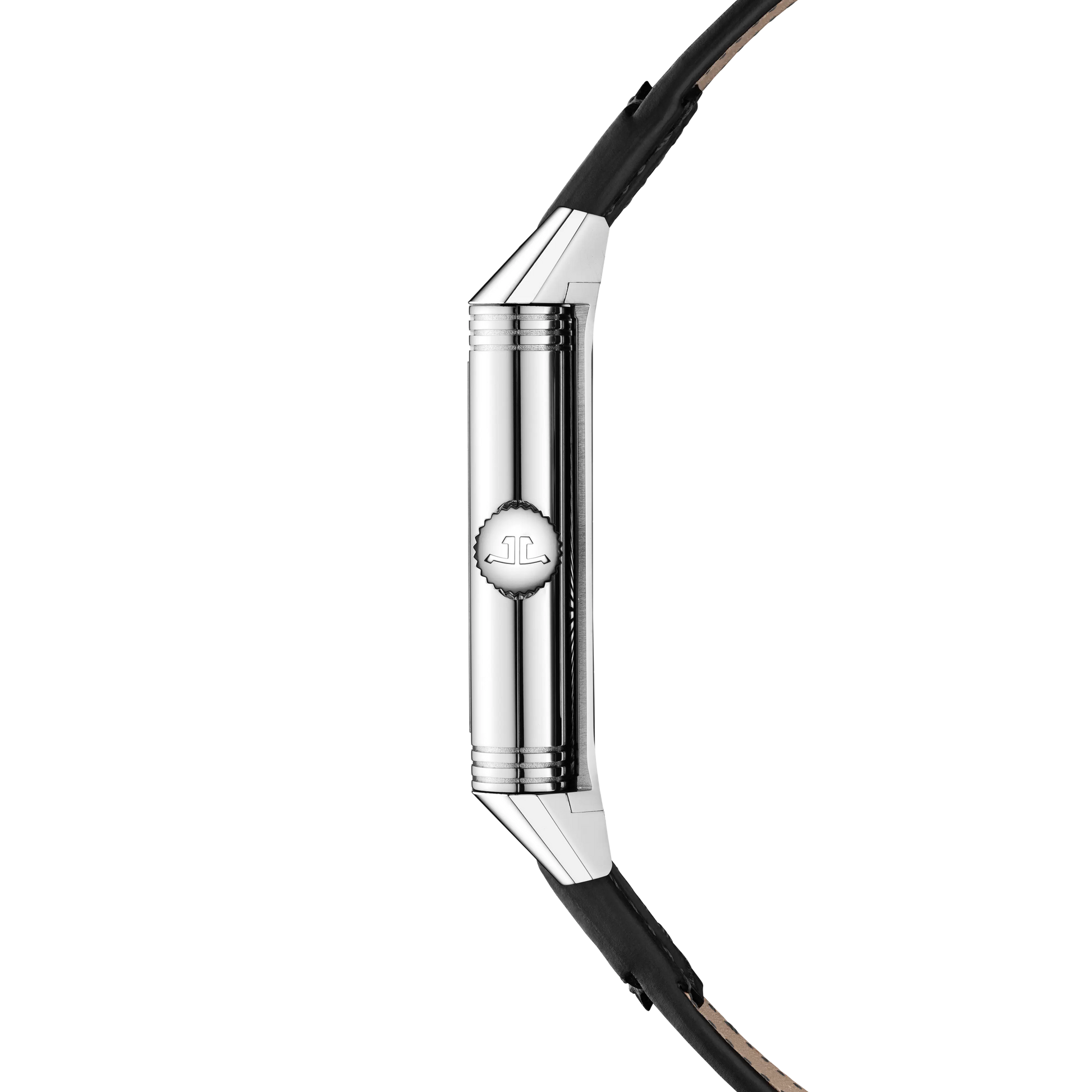 JLC - Reverso Classic Monoface Small Seconds - 45.6 MM x 27.4 MM - Stainless Steel - Silvered-Gray Guilloché Dial - Black Leather Strap - Q3858524