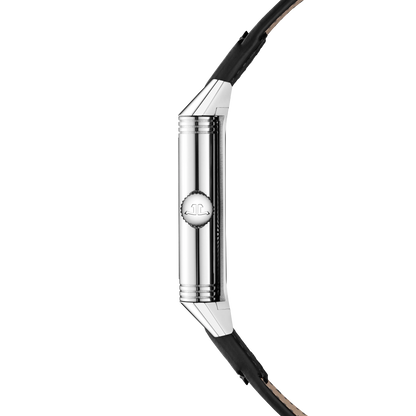JLC - Reverso Classic Monoface Small Seconds - 45.6 MM x 27.4 MM - Stainless Steel - Silvered-Gray Guilloché Dial - Black Leather Strap - Q3858524