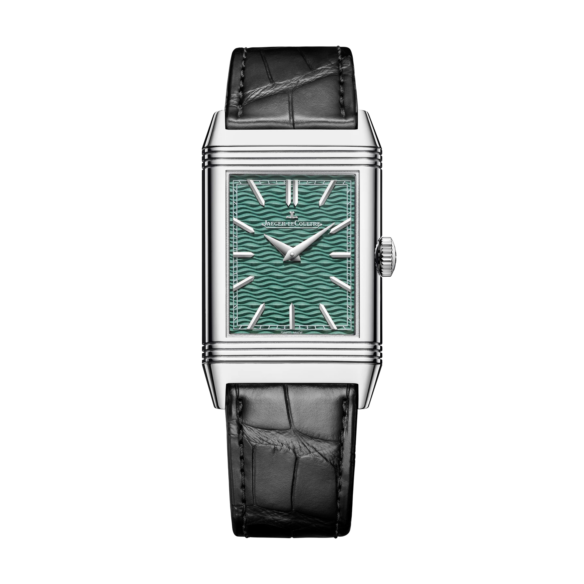 JLC - Reverso Tribute Enamel Monet "The Grand Canal" - Limited Edition - 45.6 MM x 27.4 MM - White Gold - Green Guilloché Enamel Dial - Black Leather Strap - Q39334M5