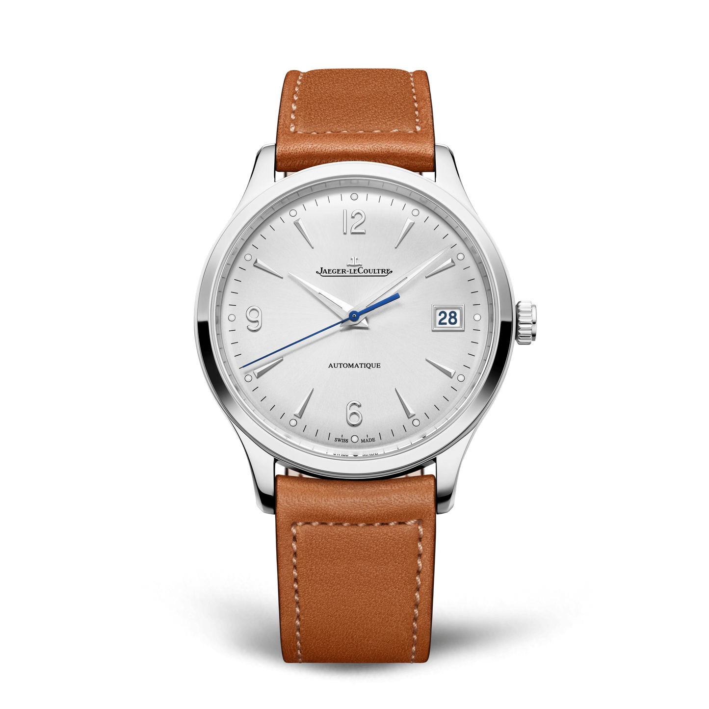 JLC - Master Control Date - 40 MM - Stainless Steel - Silvered-Gray Dial - Brown Leather Strap - Q4018421