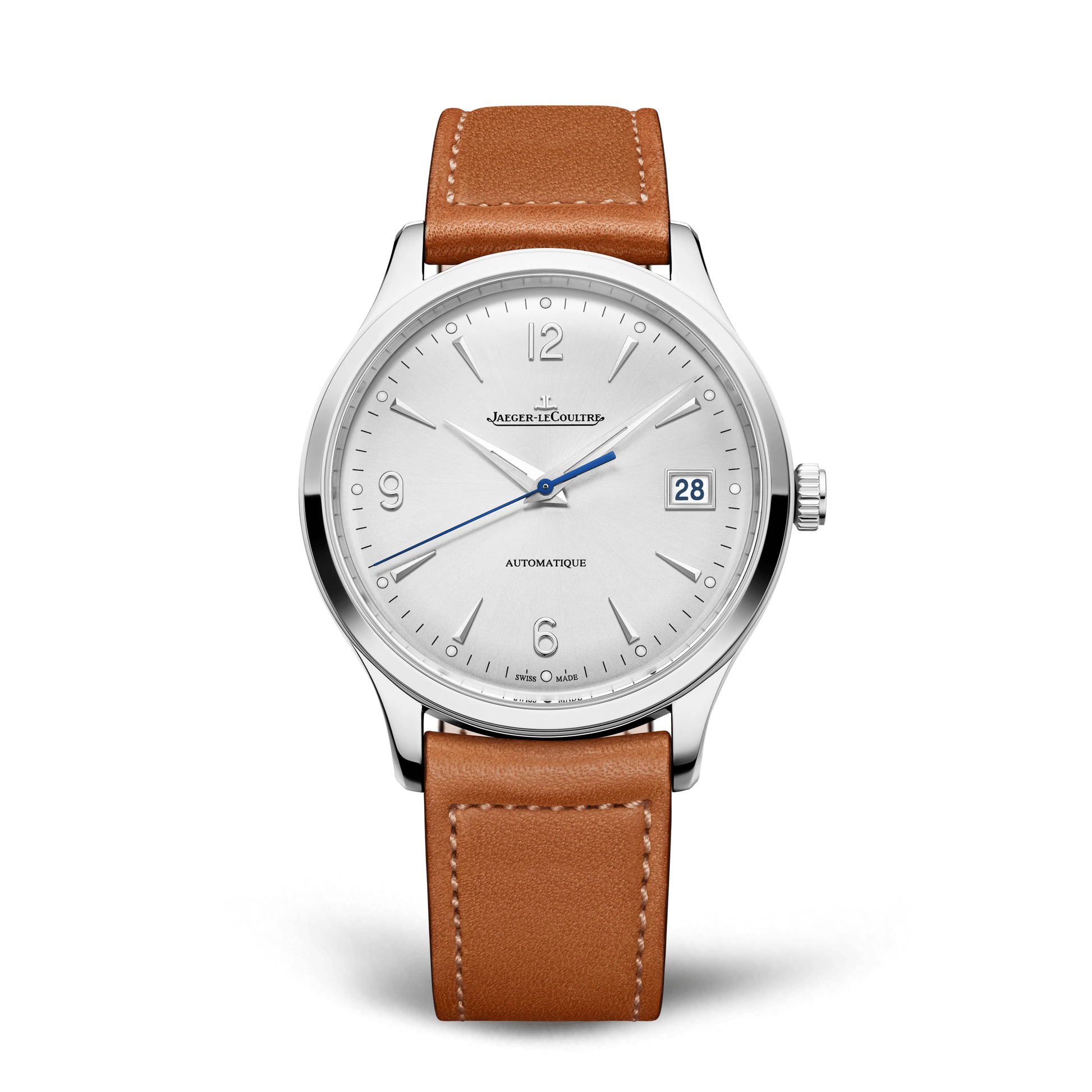 JLC - Master Control Date - 40 MM - Stainless Steel - Silvered-Gray Dial - Brown Leather Strap - Q4018421