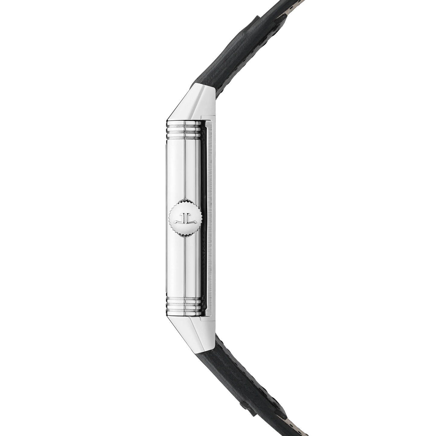 JLC - Reverso Classic Monoface Small Seconds - 40.1 MM x 24.4 MM - Stainless Steel - Silvered-Gray Guilloché Dial - Black Leather Strap - Q3868520