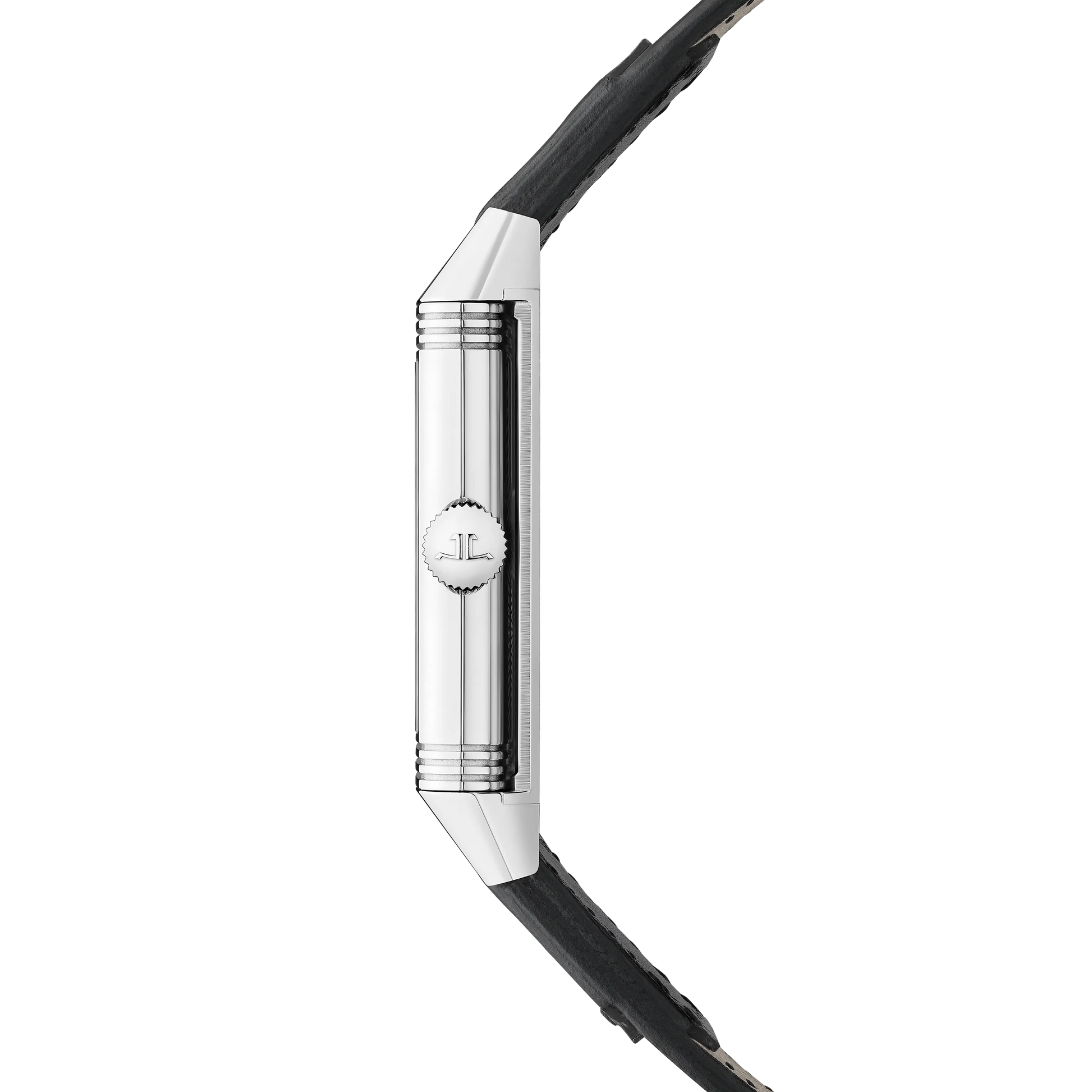 JLC - Reverso Classic Monoface Small Seconds - 40.1 MM x 24.4 MM - Stainless Steel - Silvered-Gray Guilloché Dial - Black Leather Strap - Q3868520