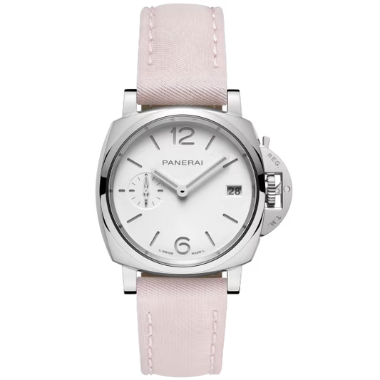 Panerai Luminor Due Stainless Steel 38 MM - Pink Leather Strap - White Dial - PAM01425