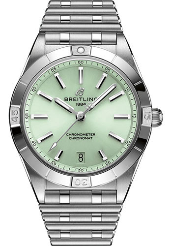 Breitling Chronomat Stainless Steel 36 MM - Stainless Steel Bracelet - Mint Green Dial - A10380101L1A1