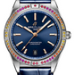 Breitling Chronomat Stainless Steel 36 MM - Blue Leather Strap - Diamond Bezel - Blue Dial - A10380611C1P1