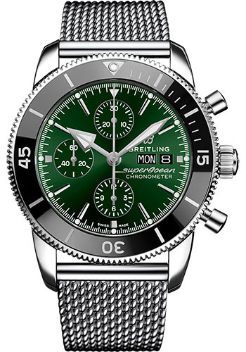 Breitling Superocean Heritage Stainless Steel 44 MM - Stainless Steel Bracelet - Green Dial - A13313121L1A1