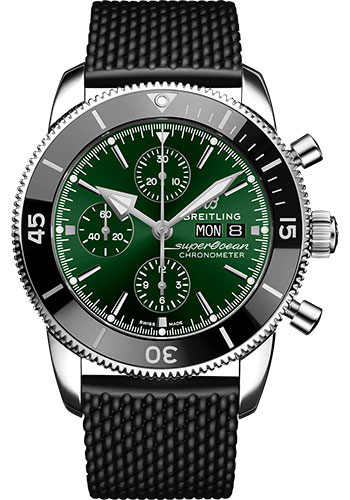 Breitling Superocean Heritage Stainless Steel 44 MM - Black Rubber Strap - Green Dial - A13313121L1S1