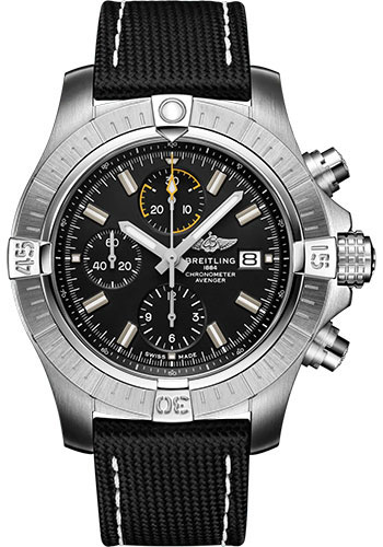 Breitling Avenger Stainless Steel 45 MM - Anthracite Calfskin Strap  - Black Dial - A13317101B1X1