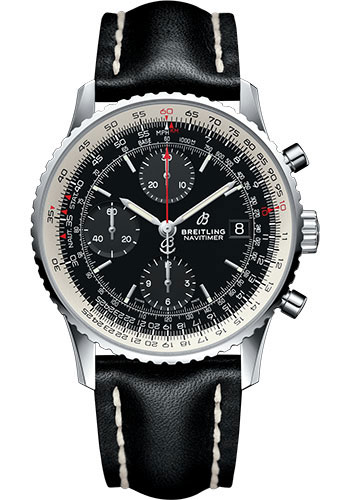 Breitling Navitimer Stainless Steel 41 MM - Black Leather Strap - Black Dial - A13324121B1X1