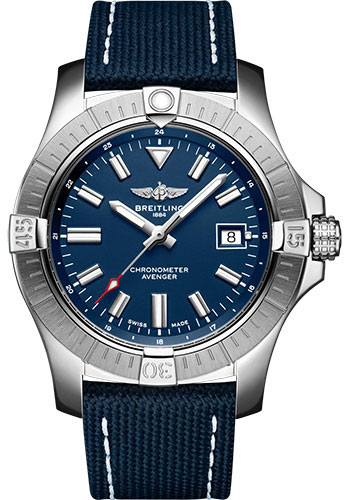 Breitling Avenger Stainless Steel 43 MM - Blue Calfskin Leather Strap - Blue Dial - A17318101C1X1