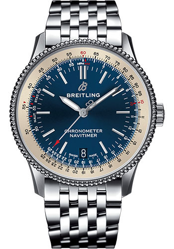 Breitling Navitimer Stainless Steel 38 MM - Stainless Steel Bracelet - Blue Dial - A17325211C1A1