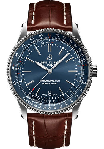 Breitling Navitimer Stainless Steel 41 MM - Brown Leather Strap - Blue Dial - A17326161C1P1