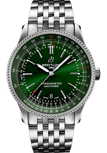 Breitling Navitimer Stainless Steel 41 MM - Metal Bracelet - Green Dial - A17326361L1A1