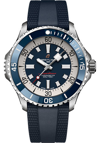 Breitling Superocean Stainless Steel 46 MM - Blue Rubber Strap - Blue Dial - A17378E71C1S1