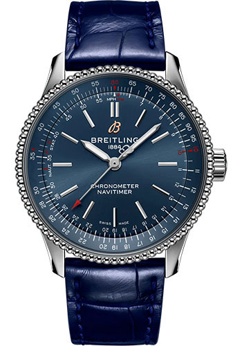 Breitling Navitimer Stainless Steel 35 MM - Blue Leather Strap - Blue Dial - A17395161C1P1