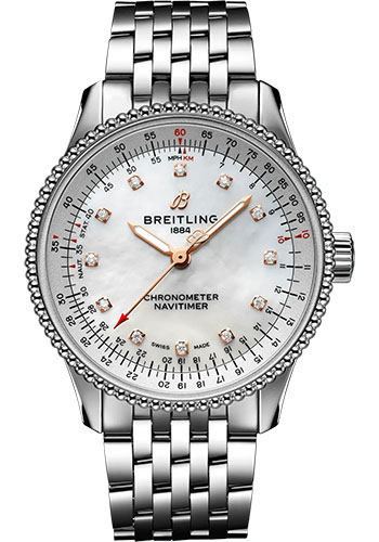 Breitling Navitimer Stainless Steel 35 MM - Metal Bracelet - Mother-Of-Pearl Dial - A17395211A1A1