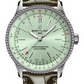 Breitling Navitimer Stainless Steel 35 MM - Green Leather Strap - Mint Green  Dial - A17395361L1P1