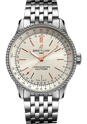 Breitling Navitimer Stainless Steel 35 MM - Metal Bracelet - Silver Dial -  A17395F41G1A1