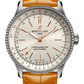 Breitling Navitimer Stainless Steel 35 MM - Gold Brown Leather Strap - Silver Dial - A17395F41G1P3