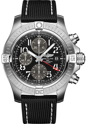 Breitling Avenger Stainless Steel 45 MM - Anthracite Calfskin Strap  - Black Dial - A13313121B1S1