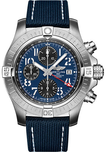 Breitling Avenger Stainless Steel 45 MM - Blue Calfskin Strap  - Blue Dial - A24315101C1X1