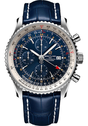 Breitling Navitimer Stainless Steel 46 MM - Blue Leather Strap - Blue Dial - A24322121C2P1