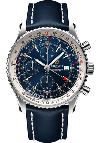 Breitling Navitimer Stainless Steel 46 MM - Blue Leather Strap - Blue Dial - A24322121C2X2