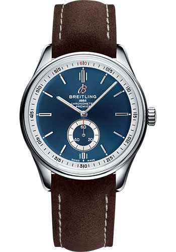 Breitling Premier Stainless Steel 40 MM - Brown Leather Strap - Blue Dial - A37340351C1X1