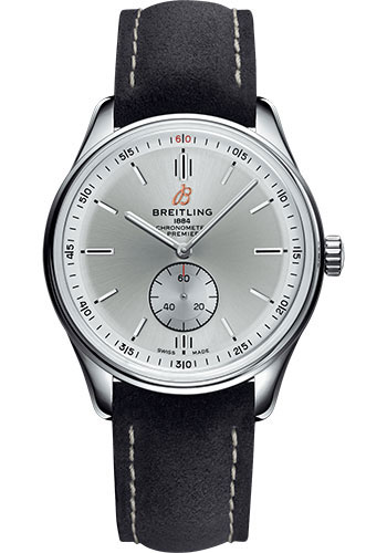 Breitling Premier Stainless Steel 40 MM - Anthracite Nubuck Strap - Silver Dial - A37340351G1X1