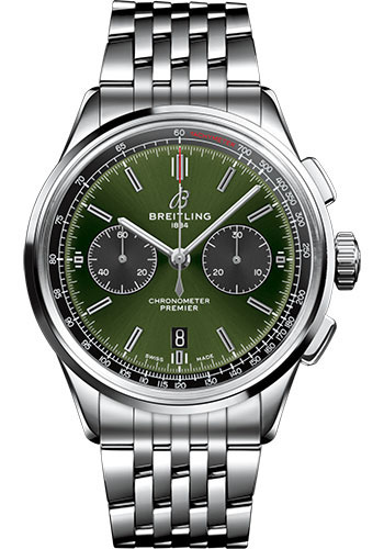 Breitling Premier Stainless Steel 42 MM - Steel Bracelet - Green Dial - AB0118A11L1A1