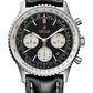 Breitling Navitimer Stainless Steel 43 MM - Black Leather Strap - Black Dial - AB0121211B1P1