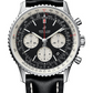 Breitling Navitimer Stainless Steel 43 MM - Black Leather Strap - Black Dial - AB0121211B1X1