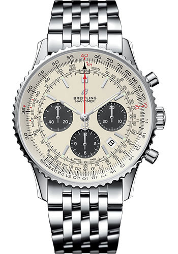 Breitling Navitimer Stainless Steel 43 MM - Stainless Steel Pilot Bracelet - Mercury Silver Dial - AB0121211G1A1