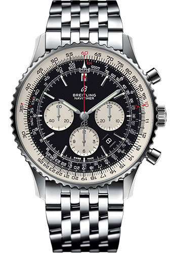 Breitling Navitimer Stainless Steel 46 MM - Stainless Steel Navitimer Bracelet - Black Dial - AB0127211B1A1