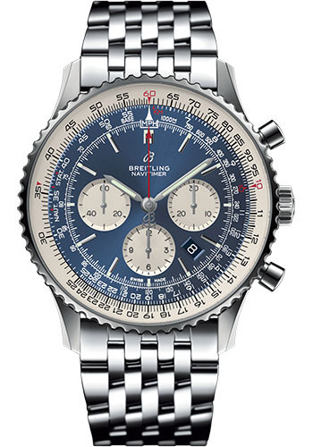 Breitling Navitimer Stainless Steel 46 MM - Stainless Steel Navitimer Bracelet - Aurora Blue Dial - AB0127211C1A1