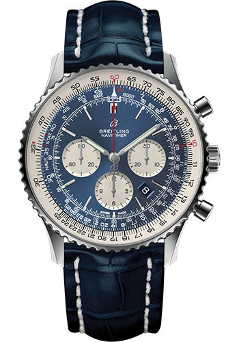 Breitling Navitimer Stainless Steel 46 MM - Blue Leather Strap - Blue Dial - AB0127211C1P1