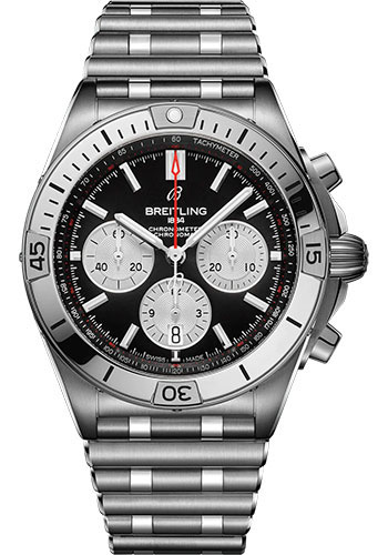 Breitling Chronomat Stainless Steel 42 MM - Stainless Steel Bracelet - Black Dial - AB0134101B1A1