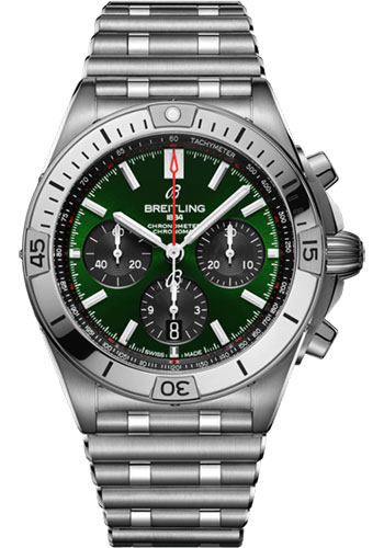 Breitling Chronomat Stainless Steel 42 MM - Stainless Steel Bracelet - Green Dial - AB0134101L1A1