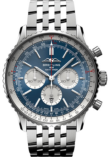 Breitling Navitimer Stainless Steel 46 MM - Stainless Steel Bracelet - Blue Dial - AB0137211C1A1