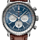 Breitling Navitimer Stainless Steel 46 MM - Brown Leather Strap - Blue Dial - AB0137211C1P1