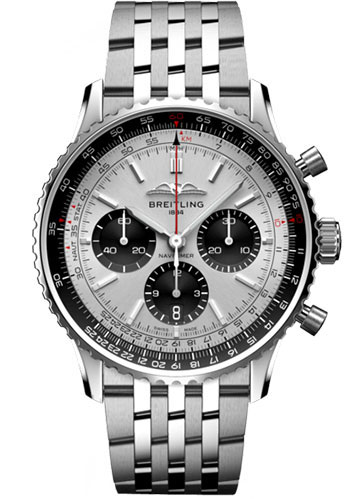 Breitling Navitimer Stainless Steel 43 MM - Stainless Steel Bracelet - Silver Dial -  AB0138241G1A1