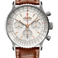 Breitling Navitimer Stainless Steel 41 MM - Gold Brown Leather Strap - Silver Dial - AB0139211G1P1