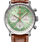 Breitling Navitimer Stainless Steel 41 MM - Gold Brown Leather Strap - Mint Green Dial - AB0139211L1P1