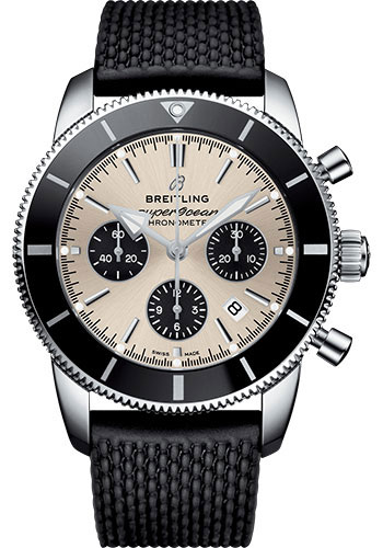 Breitling Superocean Heritage Stainless Steel 44 MM - Black Rubber Strap - Silver Dial - AB0162121G1S1