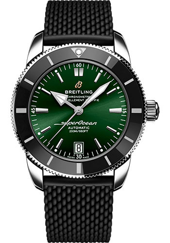 Breitling Superocean Heritage Stainless Steel 42 MM - Black Rubber Strap - Green Dial - AB2010121L1S1