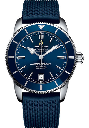 Breitling Superocean Heritage Stainless Steel 42 MM - Blue Rubber Strap - Gun Blue Dial - AB2010161C1S1