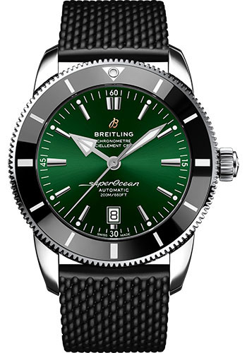 Breitling Superocean Heritage Stainless Steel 46 MM - Black Rubber Strap - Green Dial - AB2020121L1S1