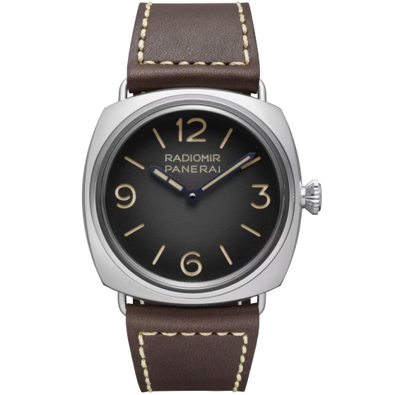 Panerai Radiomir Stainless Steel 45 MM - Dark Brown Alligator Strap - Grey Dial - PAM01334